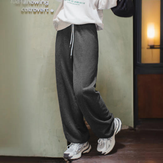 马登Athflow风直筒卫裤松弛感休闲裤宽松阔腿裤松紧腰长裤秋冬女 商品图4