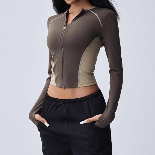跃牌【禅语梵心】撞色运动外套修身显瘦圆领拉链健身服上衣WT4709 商品图3