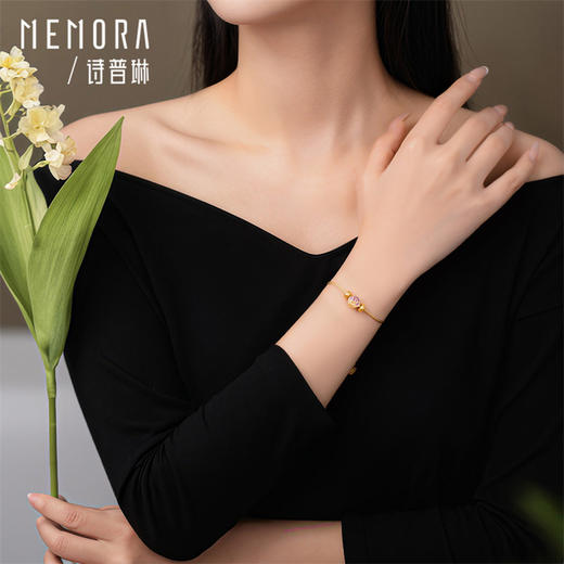 足金荧光玫瑰转运珠 黄金发光花朵转运珠女士礼物MEMORA诗普琳HPE24901（线上专供） 商品图1