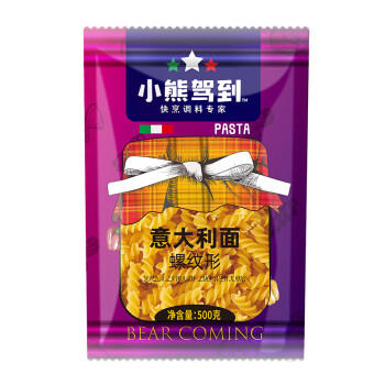 小熊驾到意大利面500g螺旋形 家用儿童速食低脂意面意粉方便面通心粉 /粮油调味 /意大利面 /传统意面 商品图2