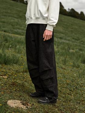 Evistub/E-4QCK731/丹宁14OZ复古宽松感可调节束脚直筒工装牛仔伞兵裤