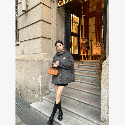 西遇中长款呢料外套女冬季新款单排扣双口袋设计高级感上衣SS141324 商品图1