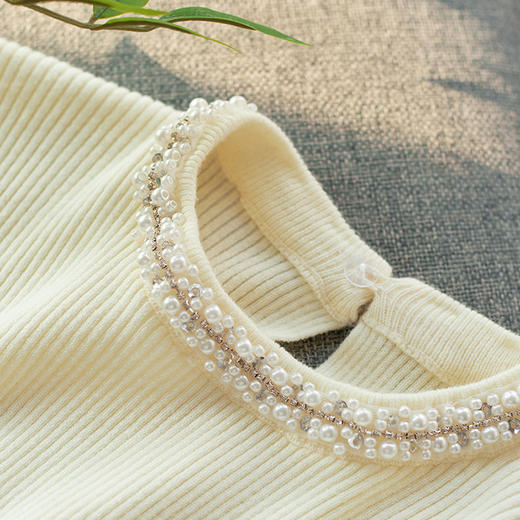 【高货wl】全新升级【铂金会员183/天猫239/差价56】(10607) 洛诗琳秋冬新款高级感轻奢珍珠领优雅修身羊毛针织衫女 商品图4