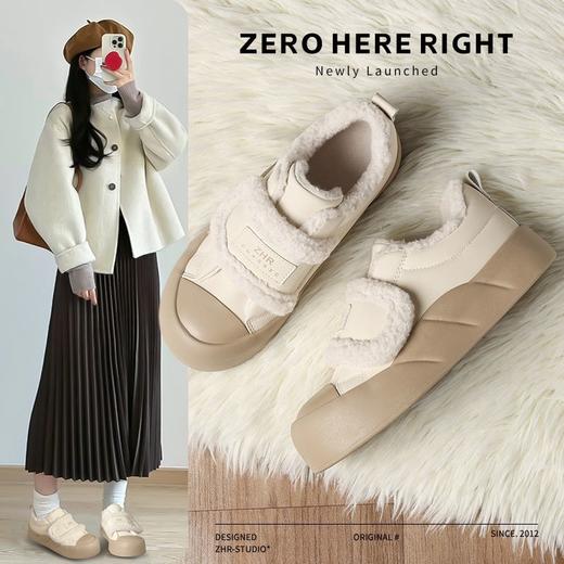 ZHR则则加绒面包鞋女2024秋冬季厚底保暖魔术贴超软雪地靴棉鞋女 商品图3