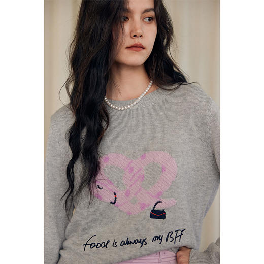 HeyDress蛇年限定提花毛衣女冬季慵懒设计感新年本命年针织衫上衣 商品图2