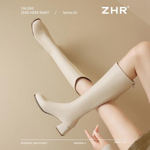 ZHR长筒靴女靴2024秋冬新款不过膝显瘦高筒靴小个子英伦骑士靴 商品图9