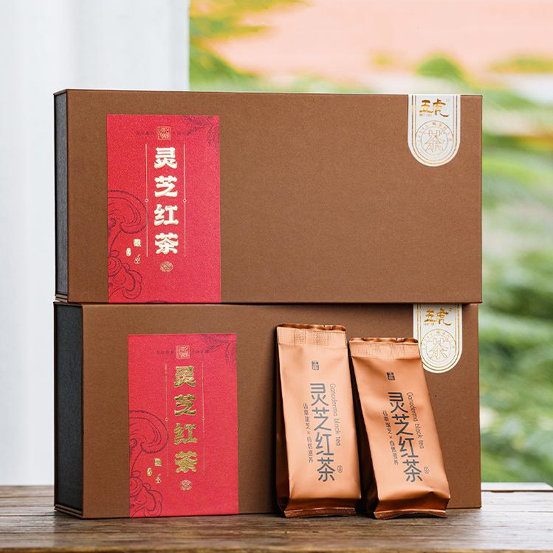 【年货茶礼】茶叶 灵芝红茶 正山小种年货 红茶 春季茶礼 茶饮 五虎 200g（买二送一个焖杯）