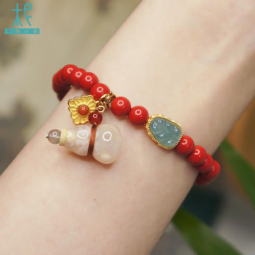 平衡小柅 朱砂红樱花玛瑙福禄扩香瓶款单圈手串  新年 红火设计 商品图2