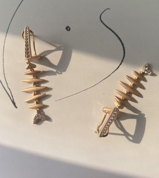 LHWINDSOR Fishbone 鱼骨耳环高级感网红长款耳坠 商品图5