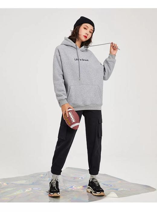 丁摩 大码连帽卫衣不加绒女士棉卫衣新款外套连帽潮流女士上衣ZF009 商品图5