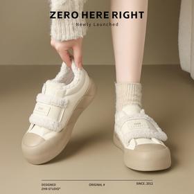 ZHR则则加绒面包鞋女2024秋冬季厚底保暖魔术贴超软雪地靴棉鞋女