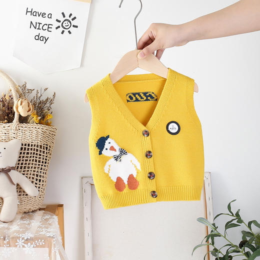 【男女童针织马甲，轻盈透气，外穿百搭】男女童针织马甲 春秋外穿宝宝毛衣 婴儿毛线马夹 婴儿毛衣马甲-QQ 商品图2
