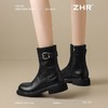 ZHR则则洋气百搭瘦瘦靴加绒马丁靴2024新款厚底短靴西部搭扣女靴 商品缩略图4