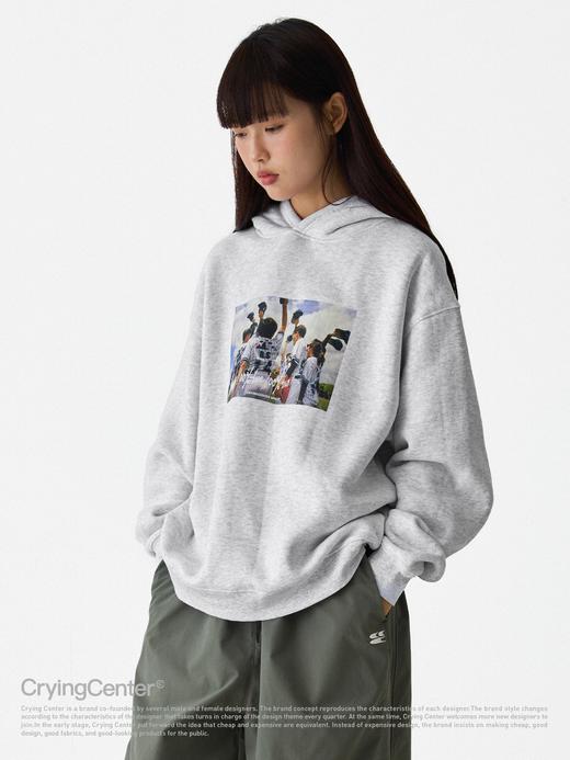 CryingCenter 棒球队合照手写字连帽加绒卫衣 哭喊中心 商品图2