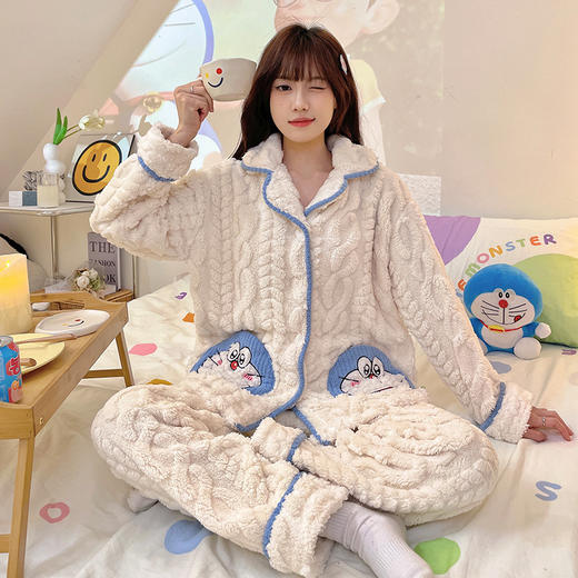 【HelloKitty珊瑚绒睡衣，加厚加绒保暖舒适】韩系HelloKitty凯蒂猫珊瑚绒睡衣女 秋冬季新款 加厚加绒家居服-QQ 商品图12