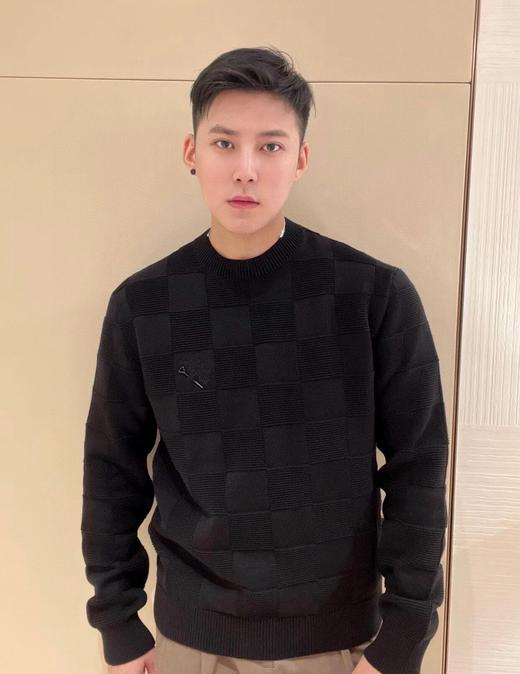 驴家 缝线圆领棋盘格针织衫 （JN） 商品图1