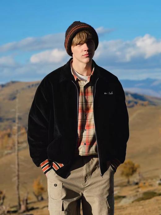 Evistub/E-4DWT1255/美式粗坑灯芯绒链条刺绣复古加厚绗棉赛车夹克 商品图2