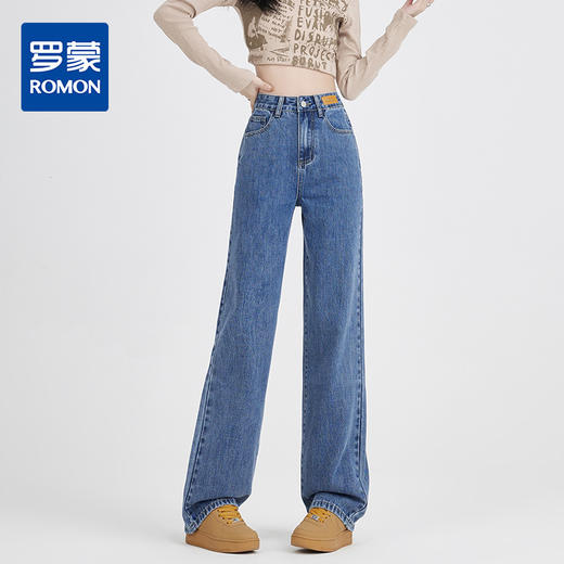 罗蒙女士四季款牛仔裤百搭时尚女长裤好穿休闲通勤显瘦直筒裤女 商品图0