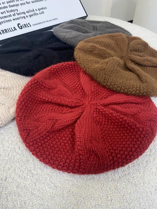 【麻花针织贝雷帽 5色】推荐入2色，帽口有弹性，大小头围均可戴，显脸小，羊毛面料~ 商品图6