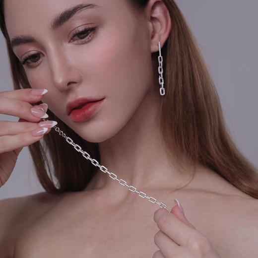 LHWINDSOR 倔强的锁链耳环闪钻不对称长链耳环LHWindsor 商品图7