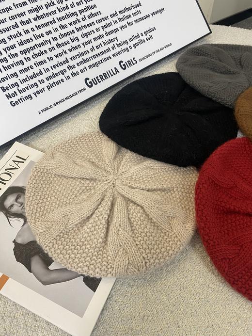 【麻花针织贝雷帽 5色】推荐入2色，帽口有弹性，大小头围均可戴，显脸小，羊毛面料~ 商品图5