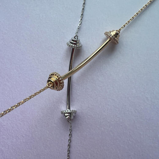 LHWINDSOR 运动系列之微笑的杠铃项链小众轻奢健身哑铃吊坠锁骨链 商品图5