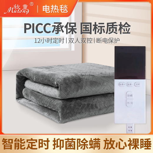 【PICC承保❗️国标质检电热毯】节能环保低电耗，整晚开着都安心！双人双控调温学生宿舍智能除螨加厚电褥子被子 商品图0