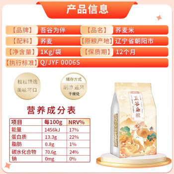 吾谷为伴荞麦米 2斤 荞麦 三角麦仁 东北五谷杂粮 粗粮 大米粥米伴侣 /粮油调味 /杂粮 /谷米类 商品图4