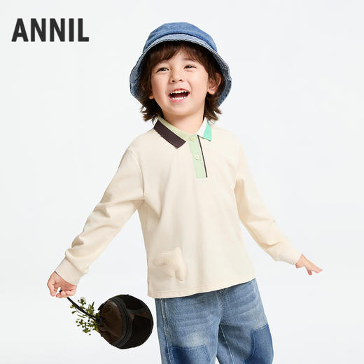 男童翻领长袖针织衫春季新款安奈儿童装实体店同款XB511540 商品图1