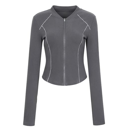 跃牌【禅语梵心】拉链运动服外套女V领修身保暖显瘦跑步训练瑜伽健身长袖上衣WT4711 商品图4