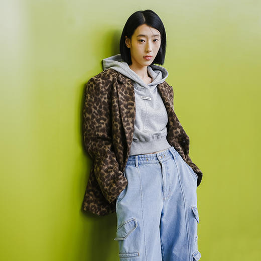 lost in echo2024冬季新款豹纹翻领毛呢外套日本进口羊毛西装大衣 商品图4