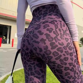 跃牌【禅语梵心】豹纹加绒无痕裸感保暖高腰提臀跑步运动长裤CK3052