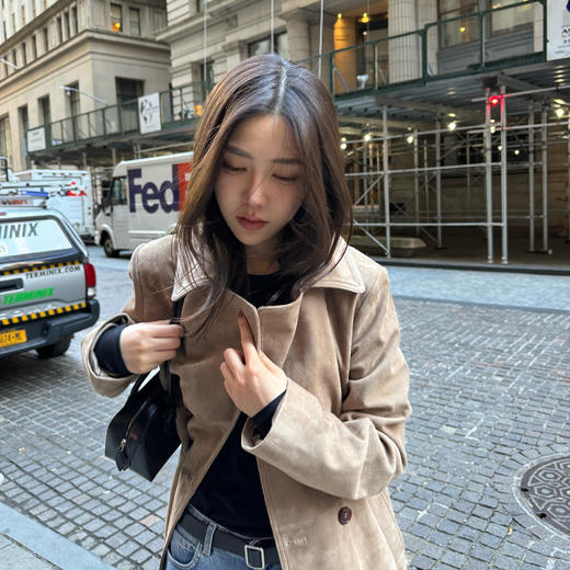 ROMI STUDIO“棕标甄选”土耳其进口头层小羊反绒宽松皮衣 431PS028 商品图2