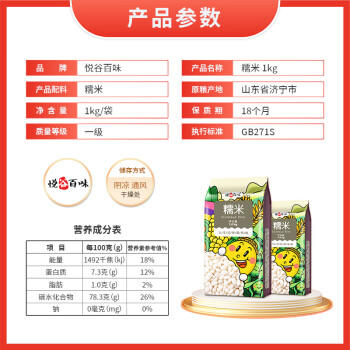 悦谷百味 糯米2斤（五谷杂粮 圆粒江米 黏米 粽子米 粥米搭档 东北粗粮） /粮油调味 /杂粮 /谷米类 商品图3