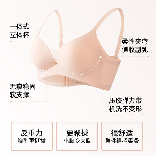 熳洁儿 无痕内衣女小胸聚拢文胸无钢圈舒适一片式防滑不跑杯23261530 商品图1
