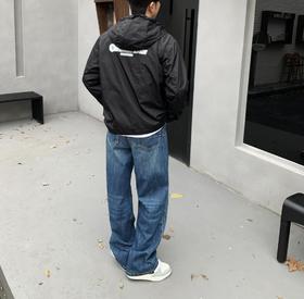 D家 秋冬新款印花黑色梭织混纺面料防风夹克（JN）