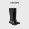 lost in echo2024秋冬新款时尚牛皮方头扣饰直筒机车靴子长筒靴女 商品缩略图0