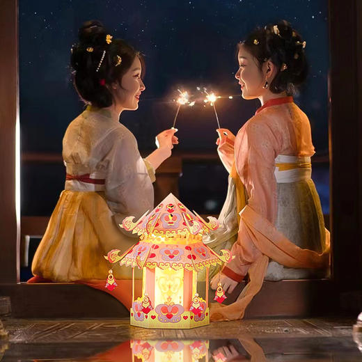 【中式国潮❗️新年灯笼古风花灯】盏盏小灯笼，浓浓氛围过佳节！手工diy材料 2025蛇年儿童手提发光宫灯挂饰 商品图0