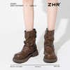 ZHR则则时尚堆堆靴西部小短靴2024新款秋冬百搭女靴ins加绒马丁靴 商品缩略图8