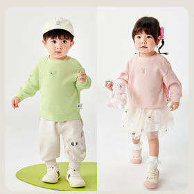 迷你巴拉男童女童纯棉长袖卫衣春季新款宝宝亲肤柔软透气上衣