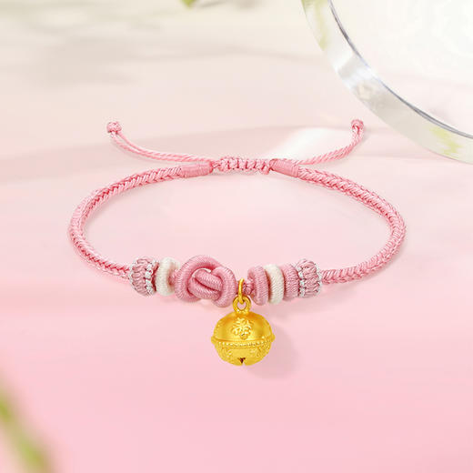 周六福黄金铃铛手绳女款5d硬金定价圣诞节雪花送女友手链送女友礼物 商品图4