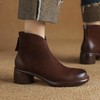 【预售5天】羊皮时装靴秋冬季新款圆头粗跟低跟女靴防水台拉链短靴女DPJ&7072 商品缩略图4