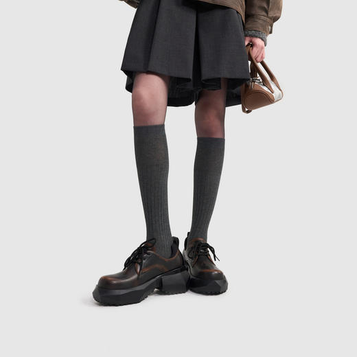 [捡漏价]lost in echo2024秋季新款厚底增高切面底大圆头西装鞋德比鞋女 商品图4