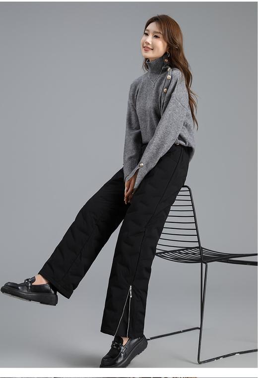 482898时尚高腰长直筒羽绒裤，裤脚拉链可打开，裤脚大小可变化 商品图2