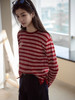 【现货】Even Vintage|时髦热红酒 文艺复古细条纹针织衫立体绣花时髦上衣 商品缩略图1