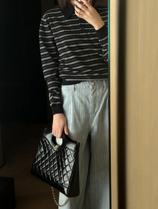 miu家 洋气的间条针织Polo衫（JN） 商品图3