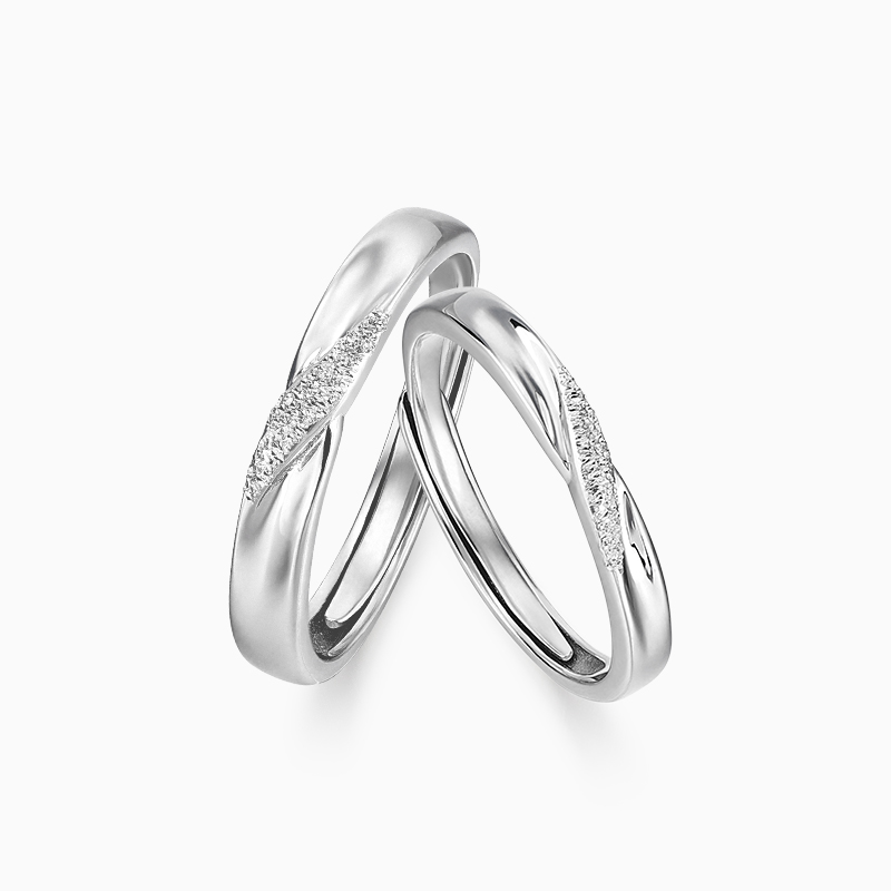 KADER卡蒂罗 熠熠浪漫情侣对戒戒指（支持刻字） S925/足银 情侣款对戒小众设计感男女一对开口 节日礼物 送礼