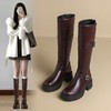 ZHR则则复古美拉德长筒靴女2024新款时尚百搭气质加绒增高瘦瘦靴 商品缩略图1