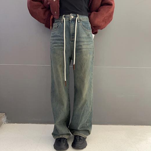 NS腰头抽绳染色植绒阔腿牛仔裤 冬季 850014142485 商品图0