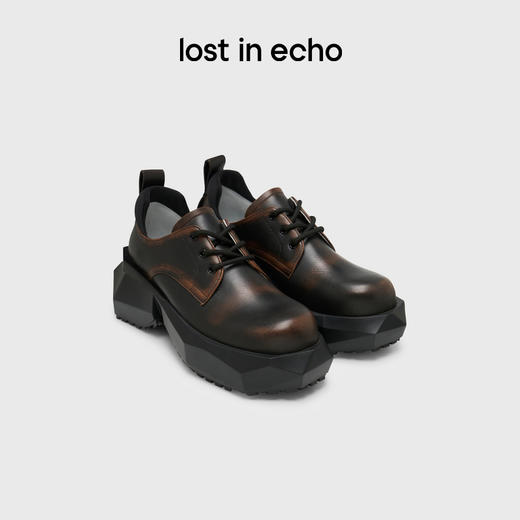 lost in echo2024秋季新款厚底增高切面底大圆头西装鞋德比鞋女 商品图0
